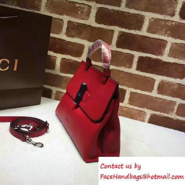 Gucci Bamboo Daily Leather Top Handle Small Bag 370831 Red