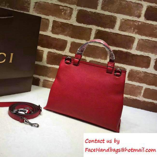 Gucci Bamboo Daily Leather Top Handle Small Bag 370831 Red