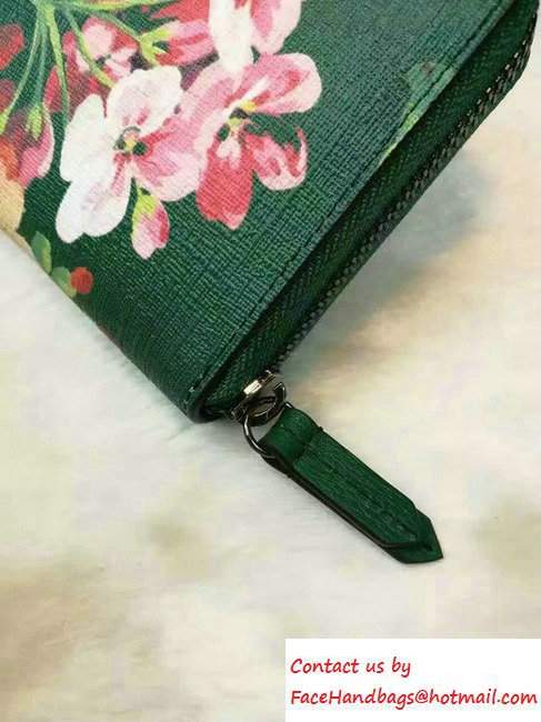 Gucci Blooms Print Leather Zip Around Wallet 410102 Green 2016