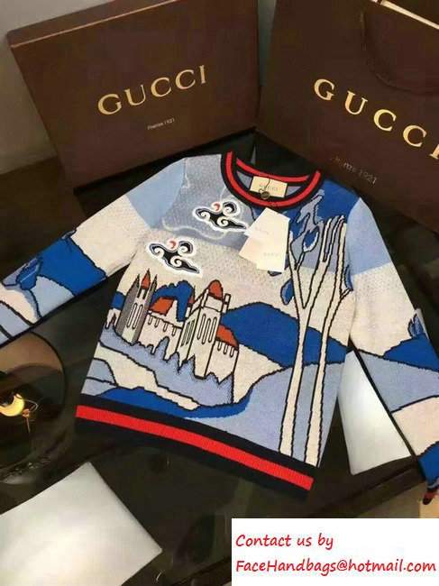 Gucci Cloud Jacquard Wool Knit Top Sweaters 434355 2016