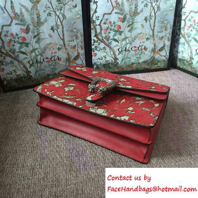 Gucci Dionysus Arabesque GG Supreme and Leather Shoulder Medium Bag 400235 Red 2016