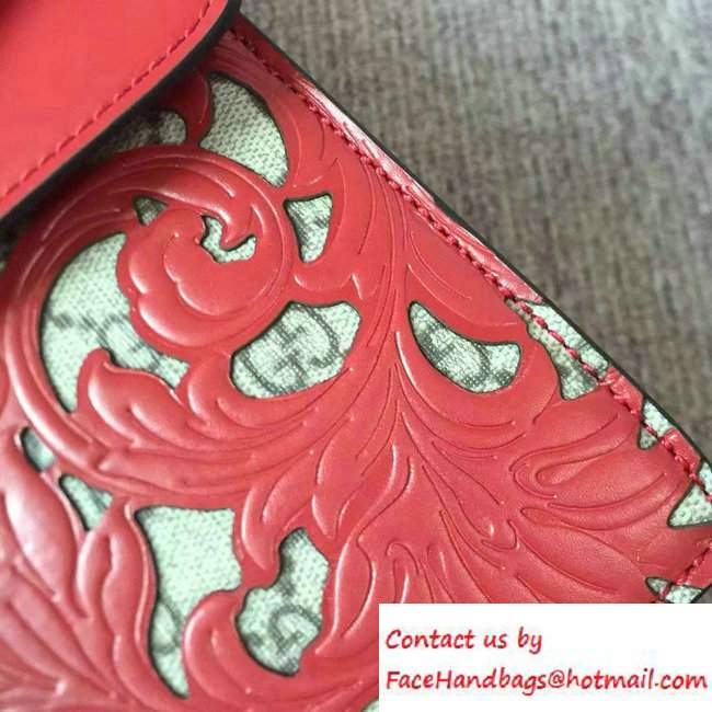 Gucci Dionysus Arabesque GG Supreme and Leather Shoulder Medium Bag 400235 Red 2016