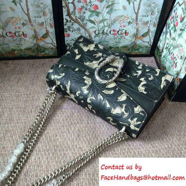Gucci Dionysus Arabesque GG Supreme and Leather Shoulder Small Bag 400249 Black 2016