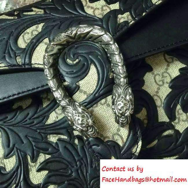 Gucci Dionysus Arabesque GG Supreme and Leather Shoulder Small Bag 400249 Black 2016 - Click Image to Close