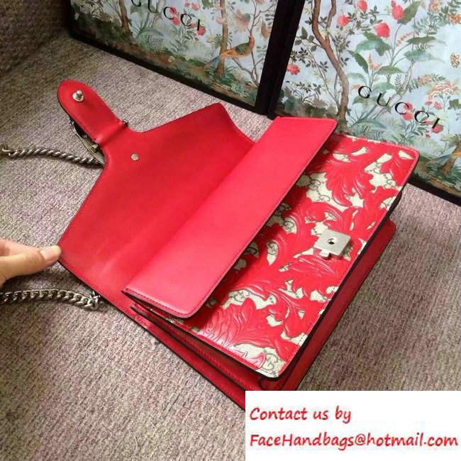 Gucci Dionysus Arabesque GG Supreme and Leather Shoulder Small Bag 400249 Red 2016 - Click Image to Close