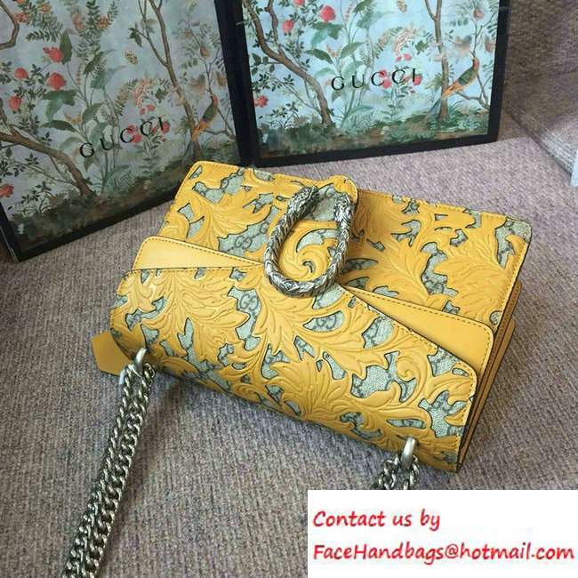 Gucci Dionysus Arabesque GG Supreme and Leather Shoulder Small Bag 400249 Yellow 2016
