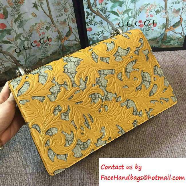 Gucci Dionysus Arabesque GG Supreme and Leather Shoulder Small Bag 400249 Yellow 2016 - Click Image to Close
