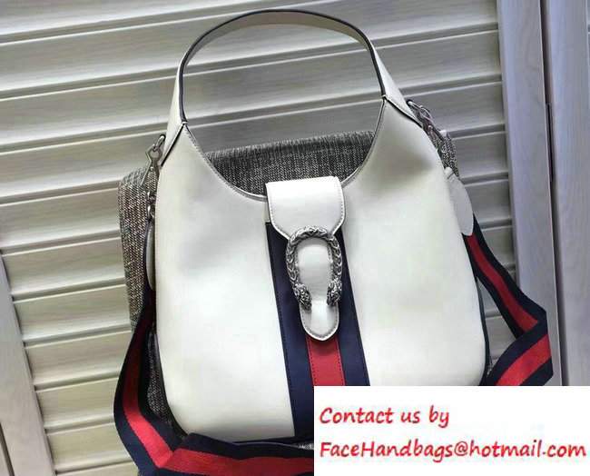 Gucci Dionysus Leather Hobo Small Bag 444072 White/Web 2016 - Click Image to Close