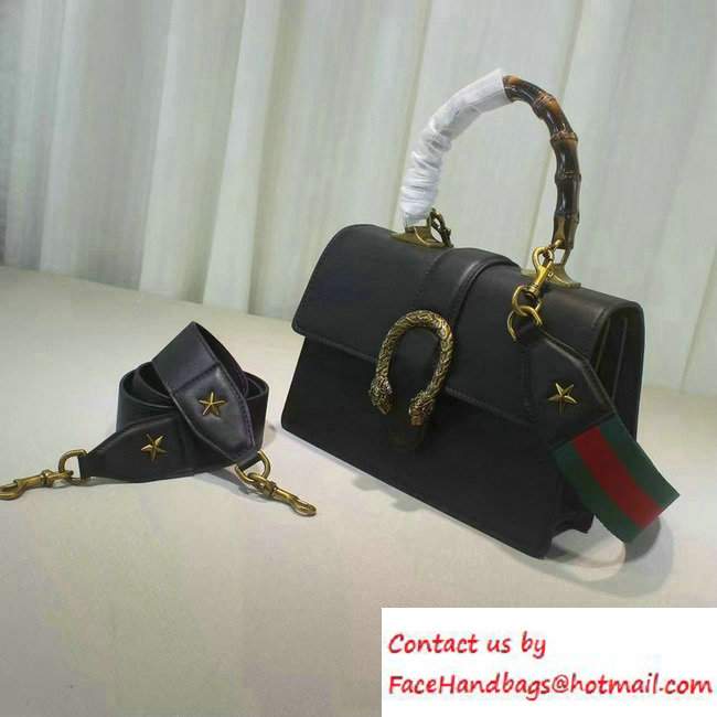 Gucci Dionysus Leather Top Handle Medium Bag 448075 Black 2016