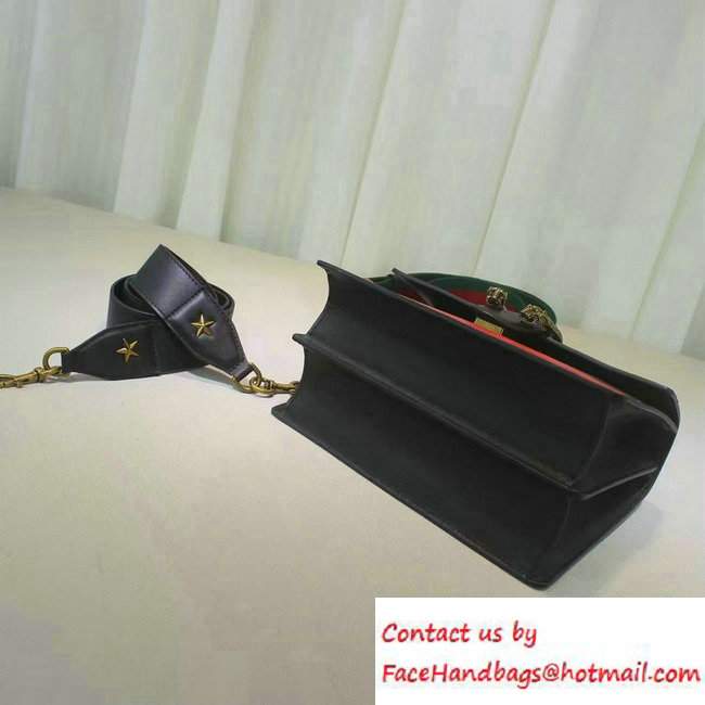 Gucci Dionysus Leather Top Handle Medium Bag 448075 Black/Green/Red 2016 - Click Image to Close