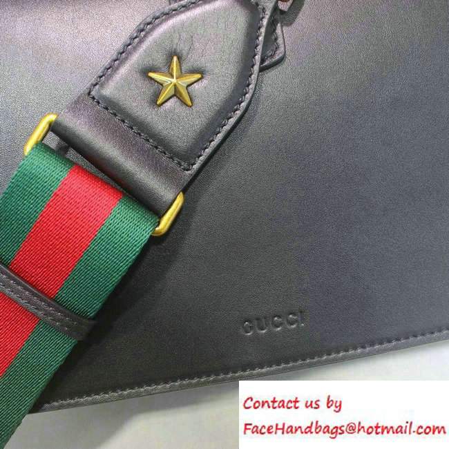 Gucci Dionysus Leather Top Handle Medium Bag 448075 Black/Green/Red 2016