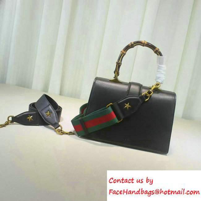 Gucci Dionysus Leather Top Handle Medium Bag 448075 Black/Green/Red 2016 - Click Image to Close