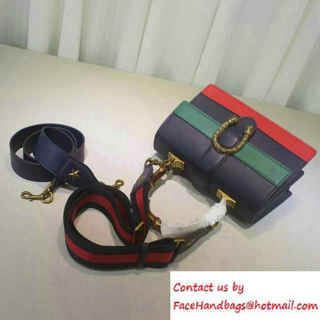 Gucci Dionysus Leather Top Handle Medium Bag 448075 Blue/Green/Red 2016