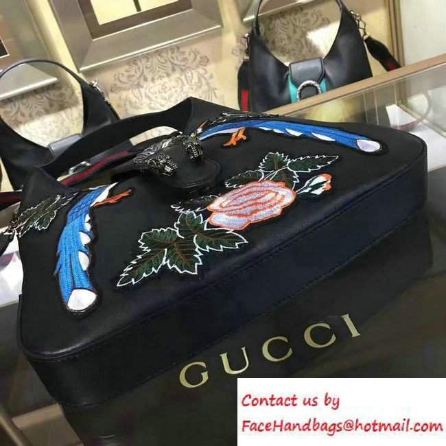 Gucci Dionysus Matelasse Leather Hobo Small Bag 444072 Black/Bird 2016