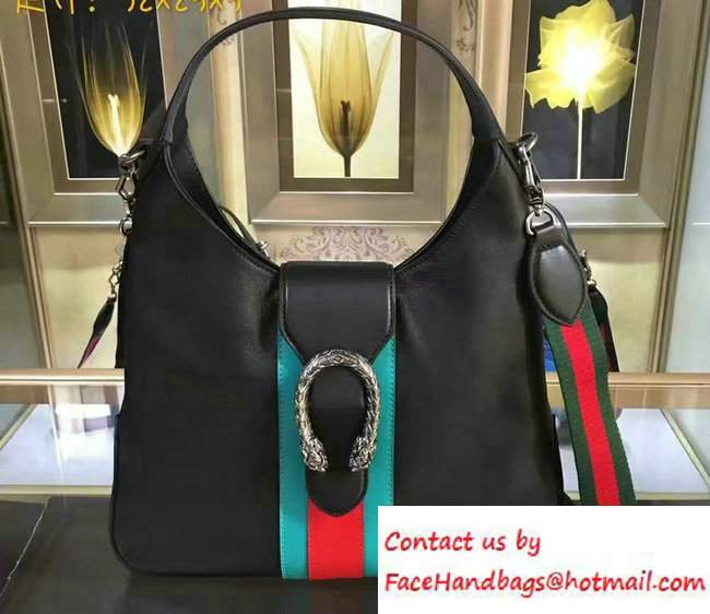 Gucci Dionysus Matelasse Leather Hobo Small Bag 444072 Black/Web 2016