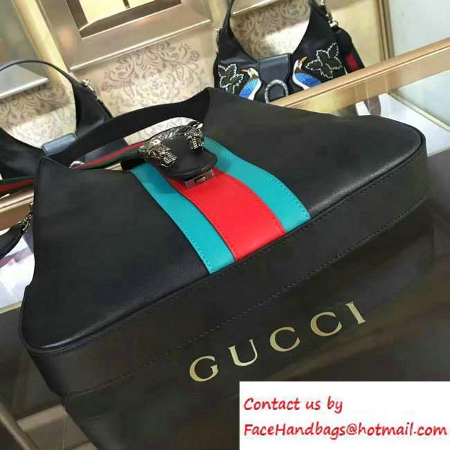 Gucci Dionysus Matelasse Leather Hobo Small Bag 444072 Black/Web 2016 - Click Image to Close