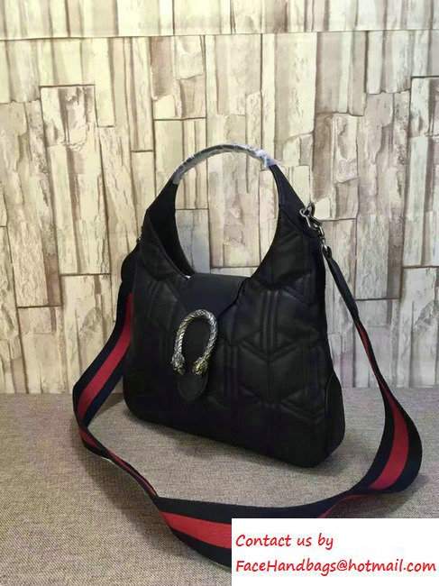 Gucci Dionysus Matelasse Leather Hobo Small Bag 444072 Black - Click Image to Close
