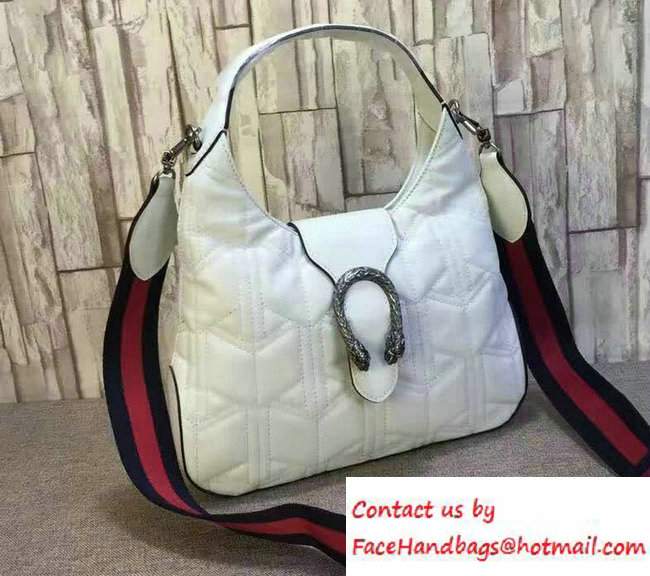 Gucci Dionysus Matelasse Leather Hobo Small Bag 444072 White