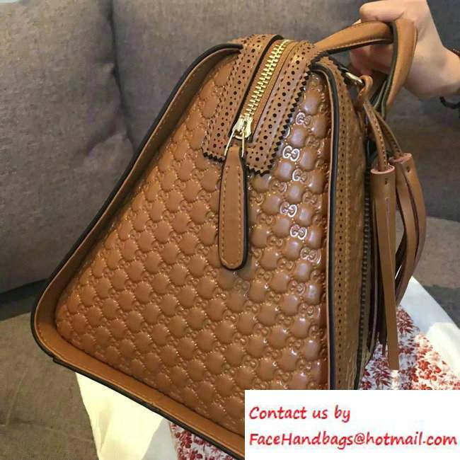 Gucci Duilio Brogue Guccissima Leather Boston Medium Bag 296904 Brown - Click Image to Close