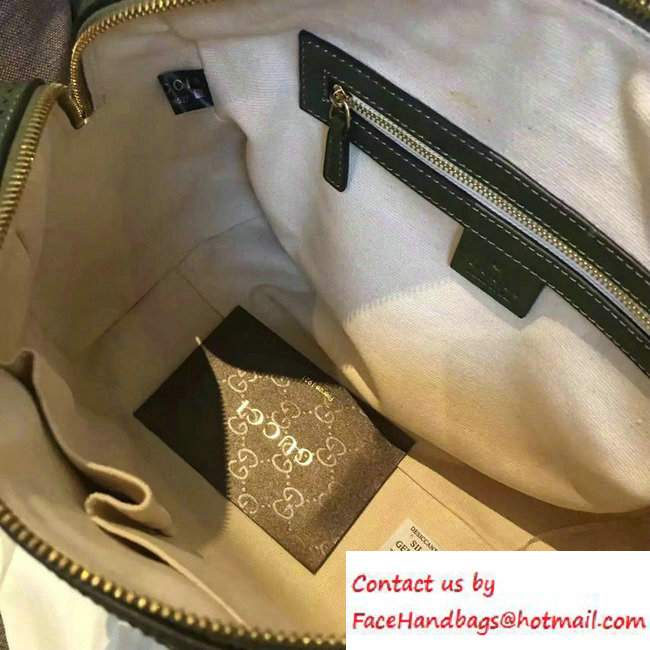 Gucci Duilio Brogue Guccissima Leather Boston Medium Bag 296904 Green