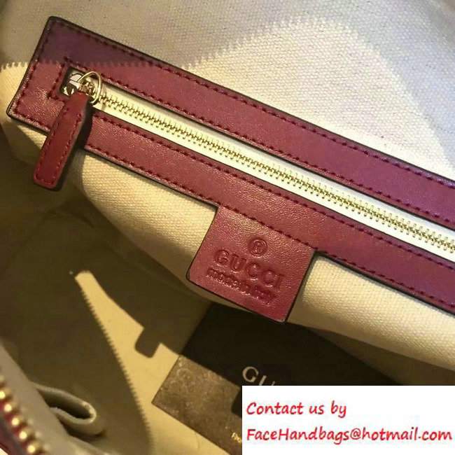 Gucci Duilio Brogue Guccissima Leather Boston Medium Bag 296904 Red - Click Image to Close