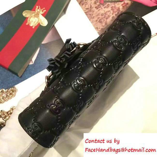 Gucci Emily Guccissima Leather Chain Shoulder Mini Bag 369622 Black - Click Image to Close