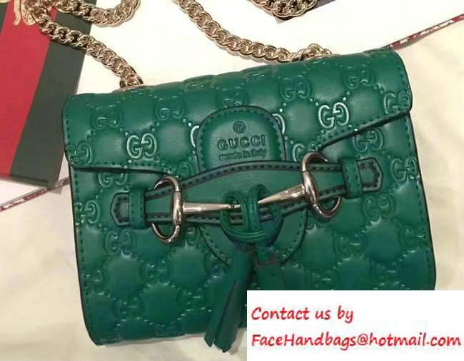 Gucci Emily Guccissima Leather Chain Shoulder Mini Bag 369622 Green - Click Image to Close