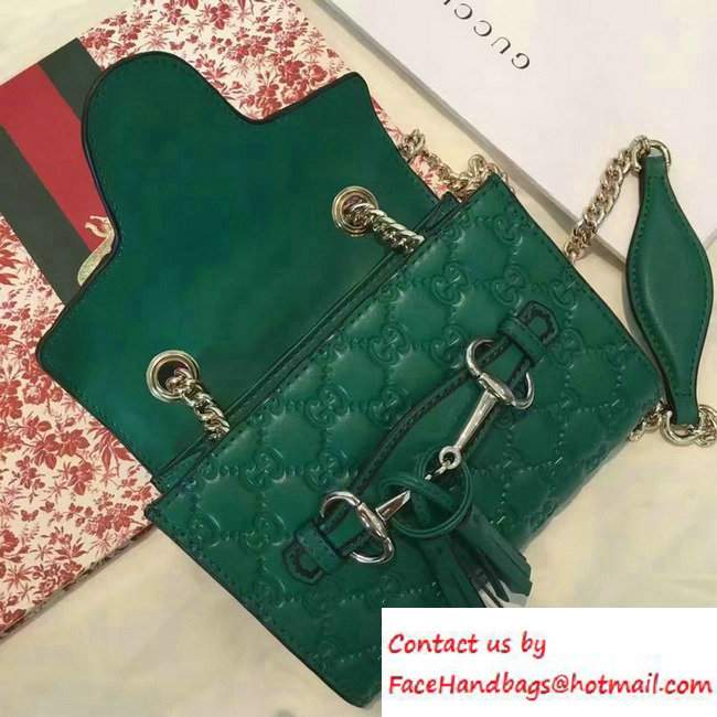 Gucci Emily Guccissima Leather Chain Shoulder Mini Bag 369622 Green