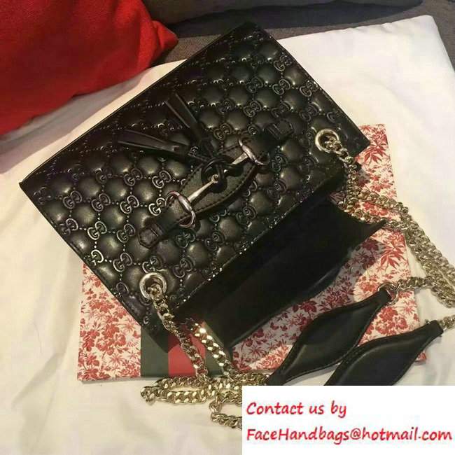 Gucci Emily Guccissima Leather Chain Shoulder Small Bag 369621 Black