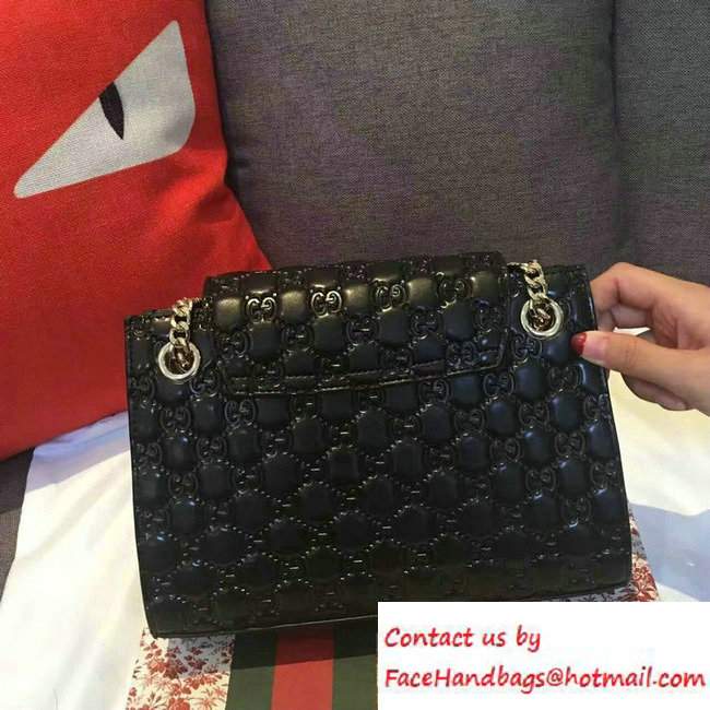 Gucci Emily Guccissima Leather Chain Shoulder Small Bag 369621 Black - Click Image to Close