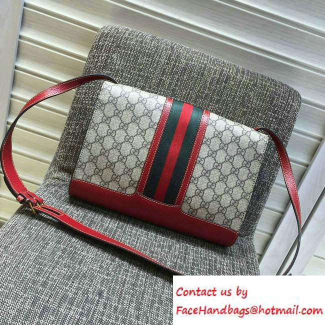 Gucci GG Canvas Web Shoulder Bag 441984 Red 2016