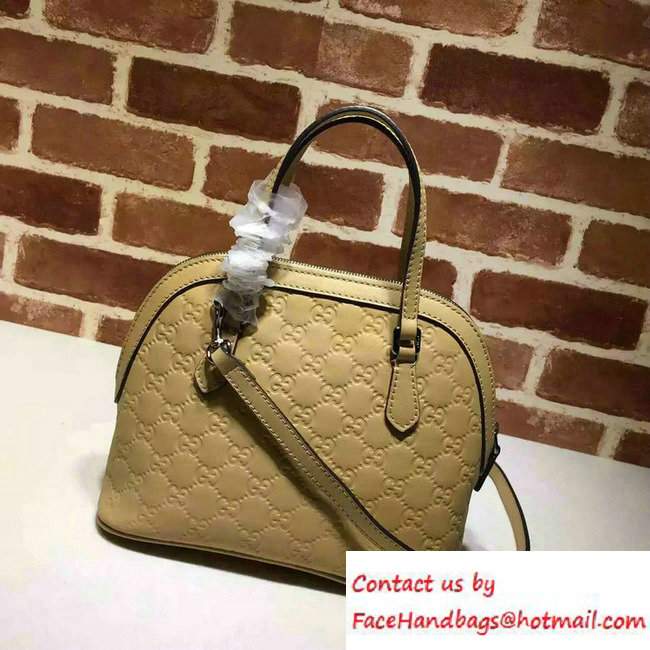 Gucci GG Guccissima Convertible Mini Dome Leather Cross Body Bag 341504 Apricot - Click Image to Close