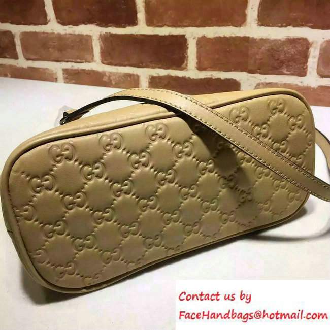 Gucci GG Guccissima Convertible Mini Dome Leather Cross Body Bag 341504 Apricot