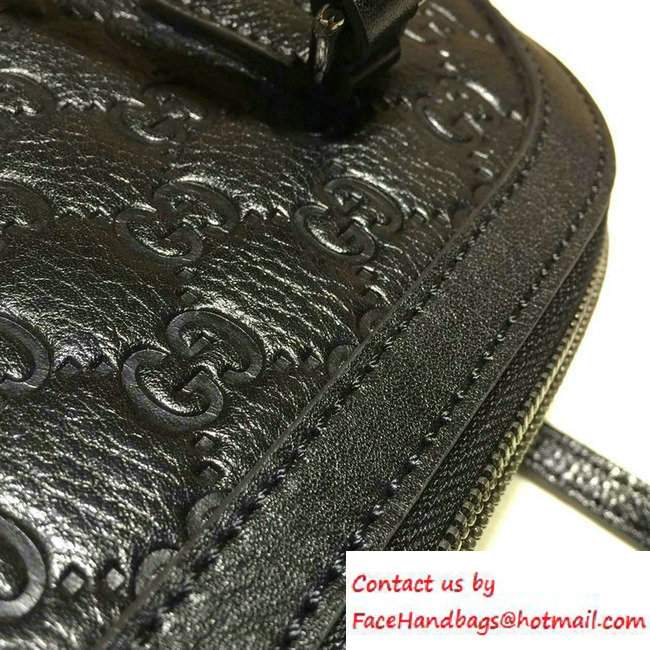Gucci GG Guccissima Convertible Mini Dome Leather Cross Body Bag 341504 Black