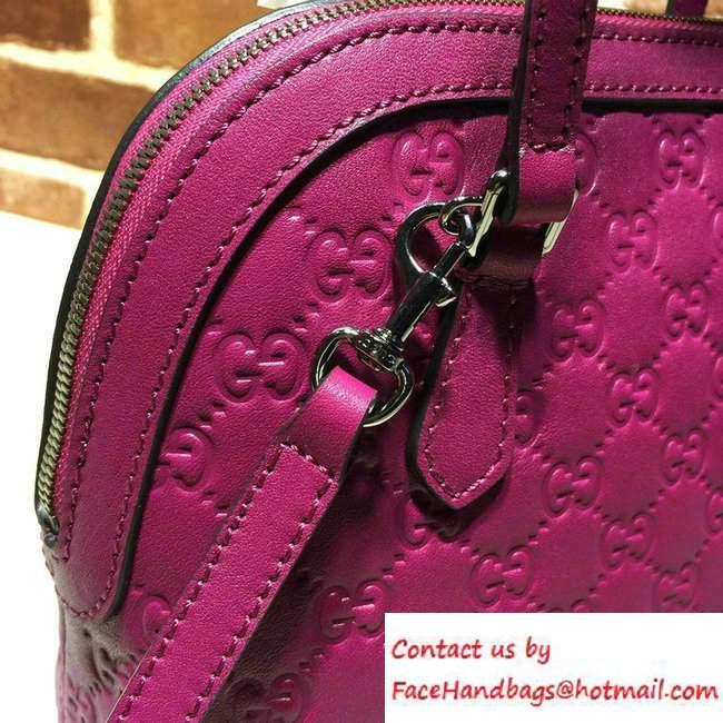 Gucci GG Guccissima Convertible Mini Dome Leather Cross Body Bag 341504 Fuchsia - Click Image to Close