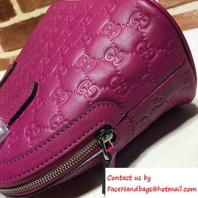 Gucci GG Guccissima Convertible Mini Dome Leather Cross Body Bag 341504 Fuchsia