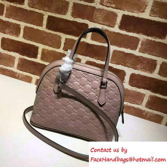 Gucci GG Guccissima Convertible Mini Dome Leather Cross Body Bag 341504 Nude Pink