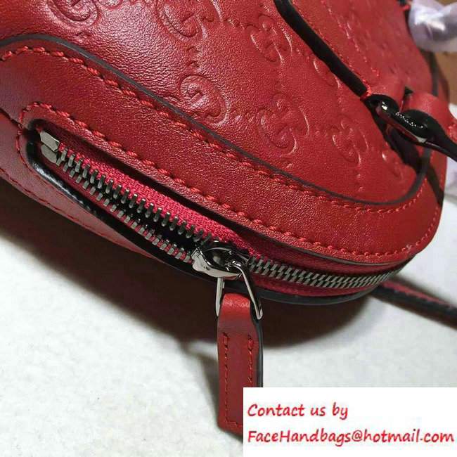 Gucci GG Guccissima Convertible Mini Dome Leather Cross Body Bag 341504 Red