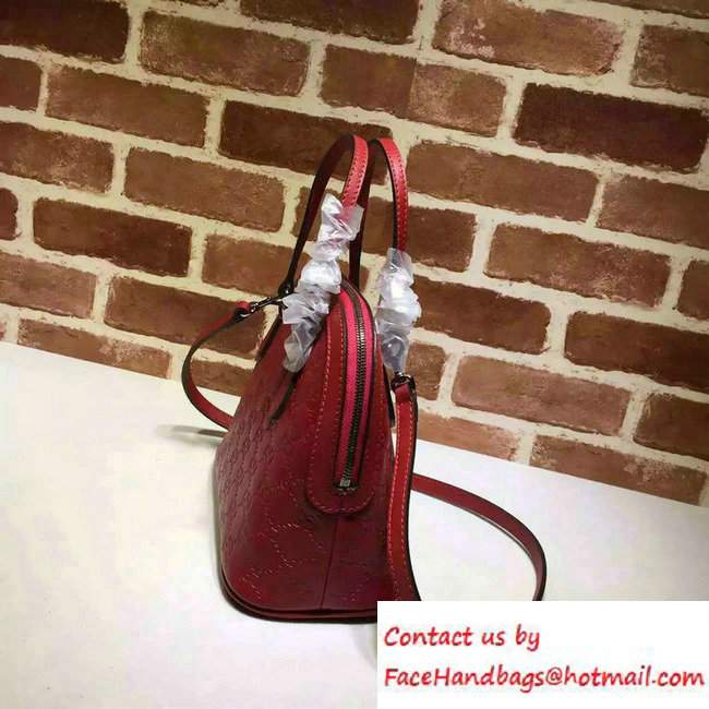 Gucci GG Guccissima Convertible Mini Dome Leather Cross Body Bag 341504 Red