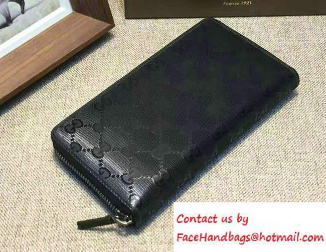 Gucci GG Imprime Leather Zip Around Wallet 307987 Black 2016