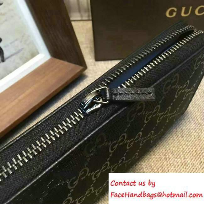 Gucci GG Imprime Leather Zip Around Wallet 307987 Black 2016