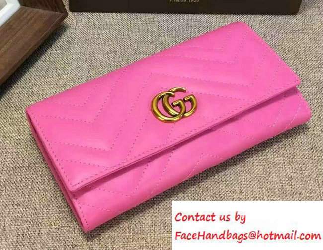 Gucci GG Marmont Matelasse Chevron Continental Wallet 443436 Pink 2016 - Click Image to Close