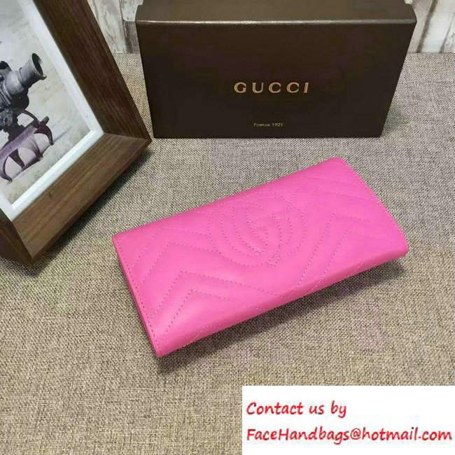 Gucci GG Marmont Matelasse Chevron Continental Wallet 443436 Pink 2016