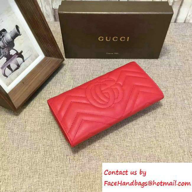 Gucci GG Marmont Matelasse Chevron Continental Wallet 443436 Red 2016
