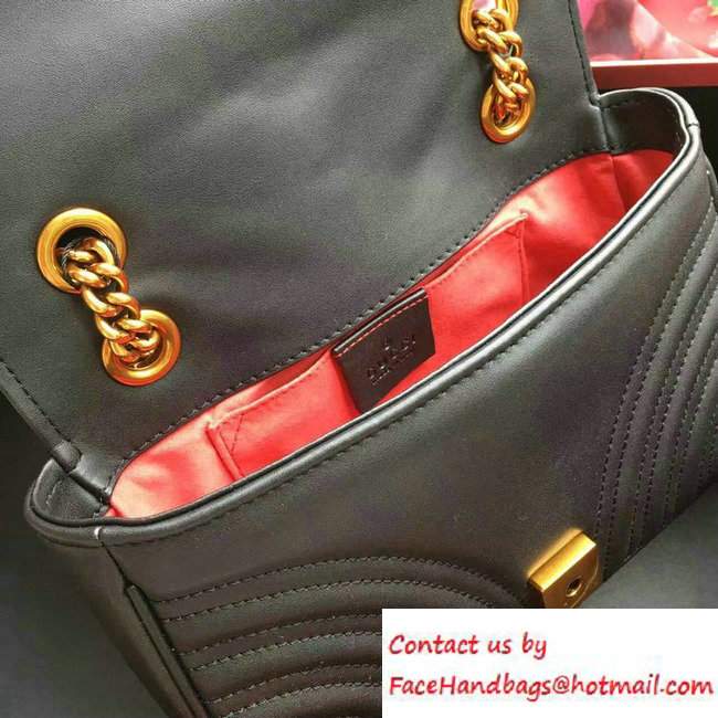 Gucci GG Marmont Matelasse Chevron Mini Chain Shoulder Bag 446744 Black 2016 - Click Image to Close