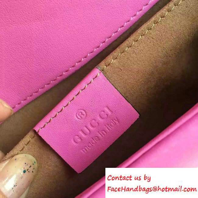 Gucci GG Marmont Matelasse Chevron Mini Chain Shoulder Bag 446744 Pink 2016 - Click Image to Close