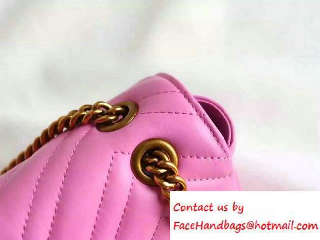Gucci GG Marmont Matelasse Chevron Mini Chain Shoulder Bag 446744 Pink 2016