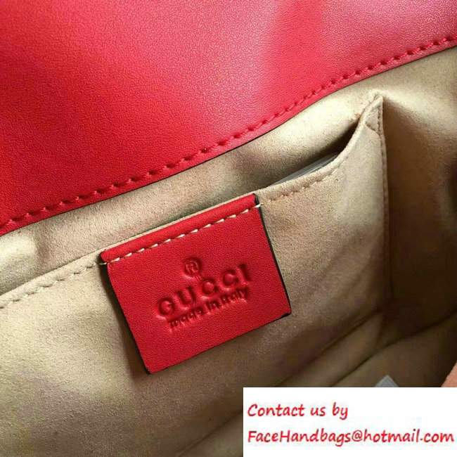 Gucci GG Marmont Matelasse Chevron Mini Chain Shoulder Bag 446744 Red 2016 - Click Image to Close