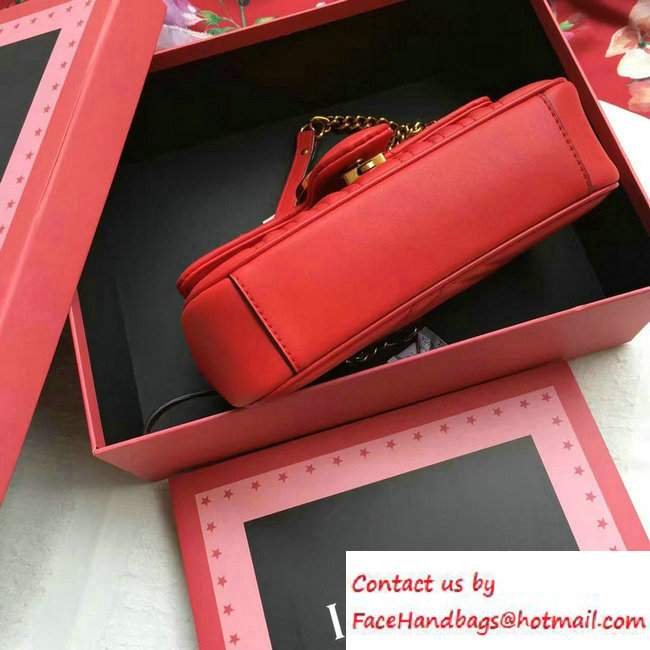 Gucci GG Marmont Matelasse Chevron Mini Chain Shoulder Bag 446744 Red 2016