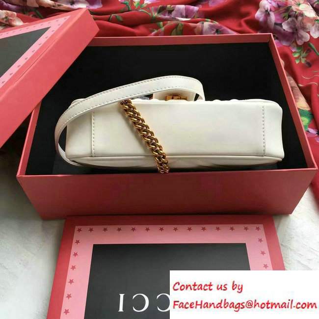 Gucci GG Marmont Matelasse Chevron Mini Chain Shoulder Bag 446744 White 2016